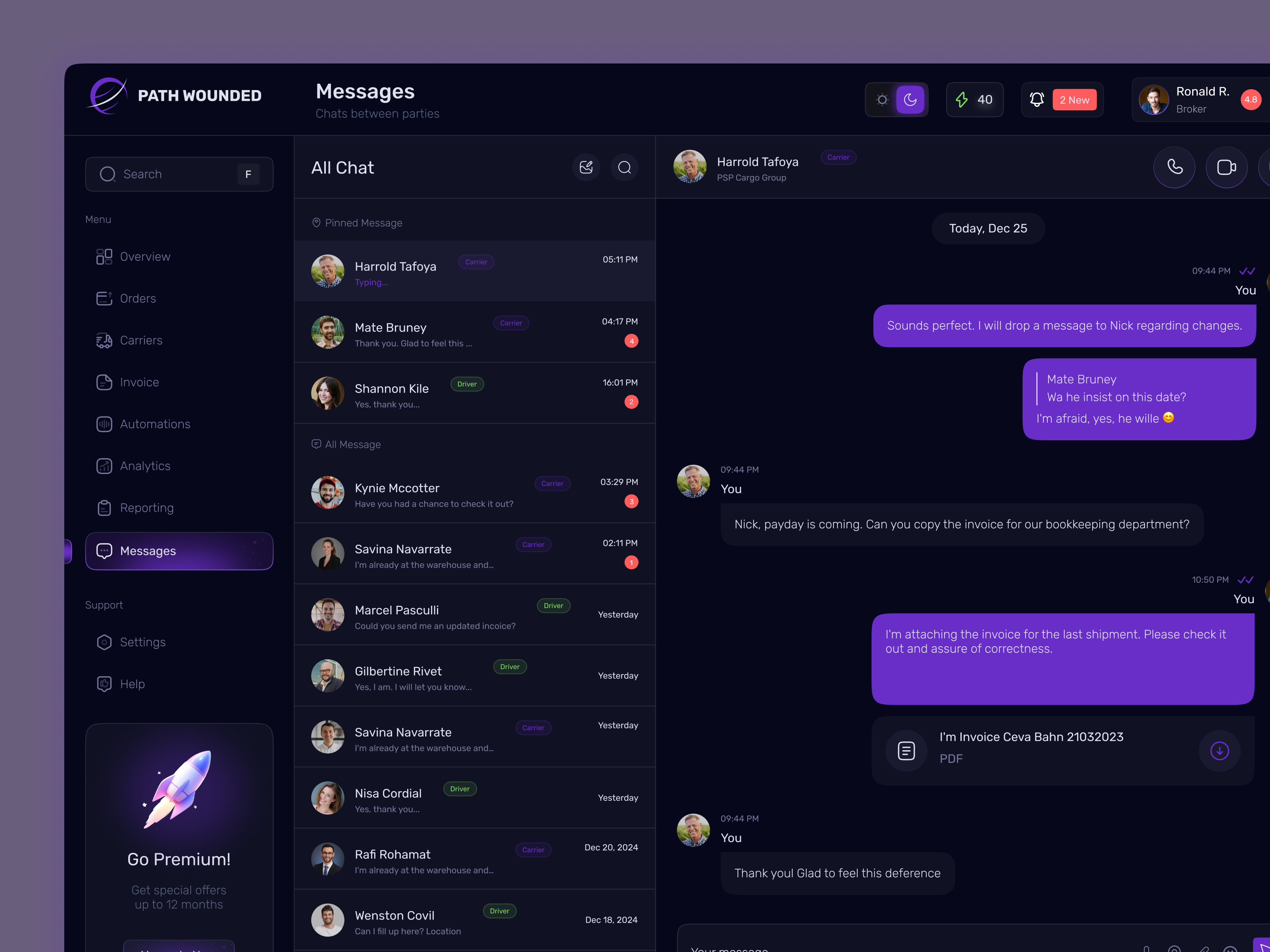 Logistics Management SaaS Dashboard - UI/UX Design courier dashboard dashboard ui delivery logistic logistics logistics admin dashboard logistics dashboard logistics management dashboard logistics monitoring dashboard logistics web app messages saas shasanko creations shipping startup tracking transport ui ux design web app design