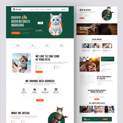 Pet Care Website Design dashboard design design illustration landing page design logo design mobaile app design mobile app design pet care dashboard pet care landing page saas landing page design ui web page design