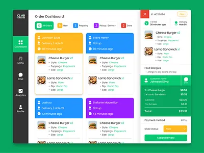 ClubGrub - Restaurant Orders POS Dashboard club grub desktop pos order details point of sales pos pos ui restaurant pos