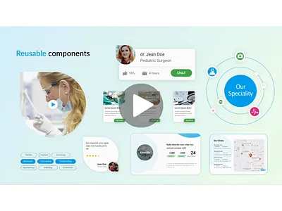 Clean and Minimal UI Components app application clean corporate design figma gradient graphic design homepage hospital illustration landing page medical minimal motion graphics single page ui card web app web design widgets
