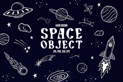 Hand drawn vector space objects assets branding design drawing graphic design handdrawn illustration space spaceassets vector