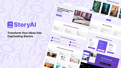 Storytelling Landing Page Design - Featuring AI Narrative Focus! aigeneratedstories landingpagedesign landingpageui storyai storytellinglandingpage storytellingwebsite storytellingwebsitedesigns uiux uiuxdesign