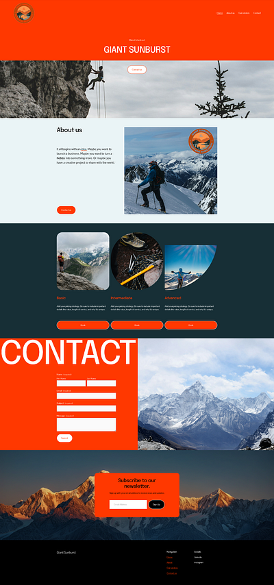 Giant Sunburst - Mockup for mountaineering business. graphic design seo squarespace user interface web design website