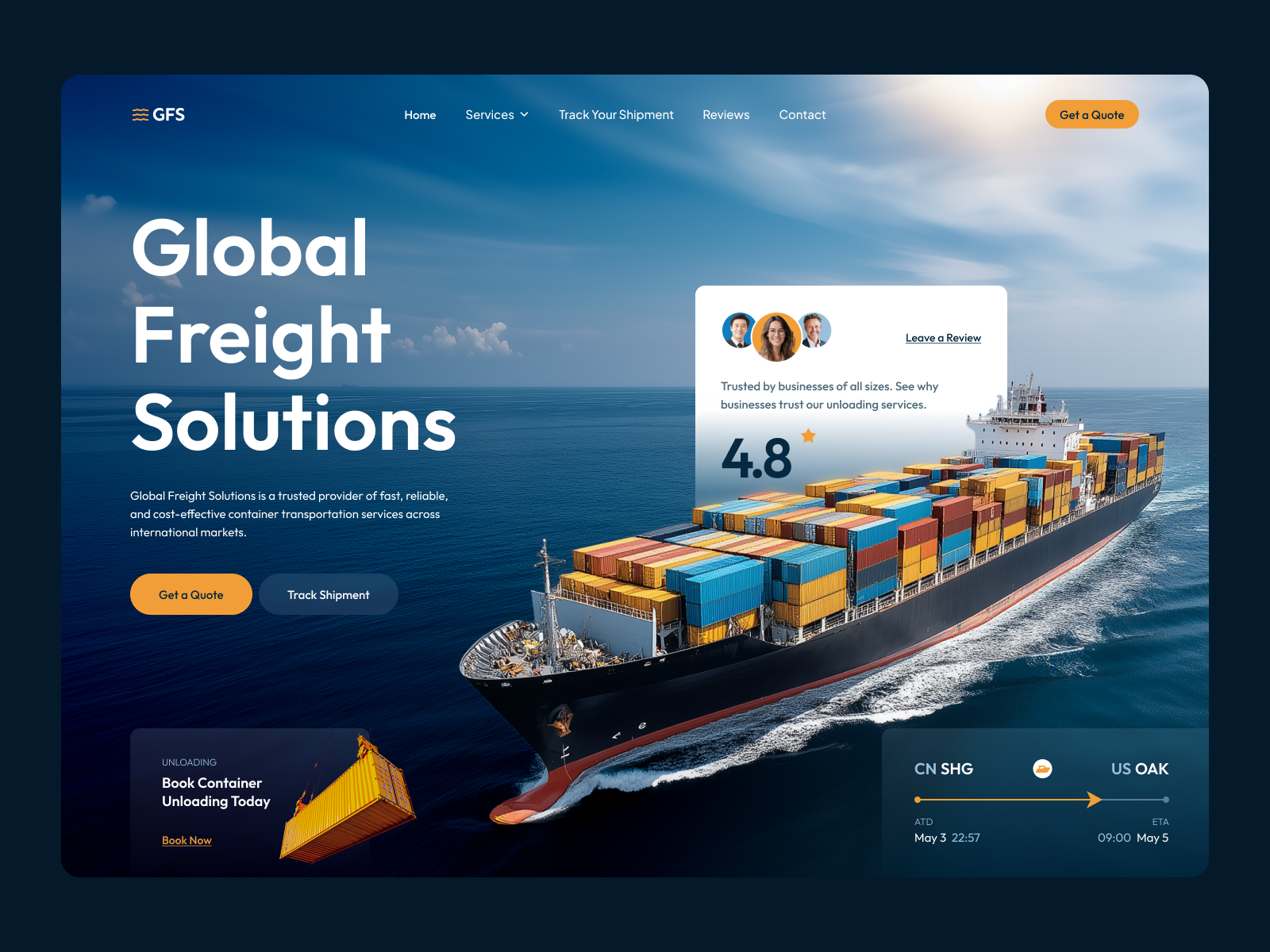 Logistics Company - Web Design Landing Page business website cargo container delivery i ux design landing page logistics shipment shipping transport ui ui ux web design web interface design web ui web ui design