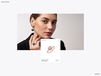 Astra Jewelry — New Collection Slider 3d animation branding card clean collection concept design ecommerce graphic design hover jewelry landing minimalism motion motion graphics slider ui web design
