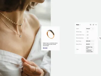Astra Jewelry — Configurable Product Card UI animation branding clean components design figma graphic design jewelry landing logo minimalism motion motion graphics smooth ui ui kit web design