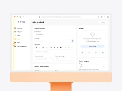 Astra Jewelry — Add Product Form (Before/After) administration animation beforeafter branding corporate dashboard design desktop ecommerce graphic design landing motion graphics order portal product shopping table ui web design