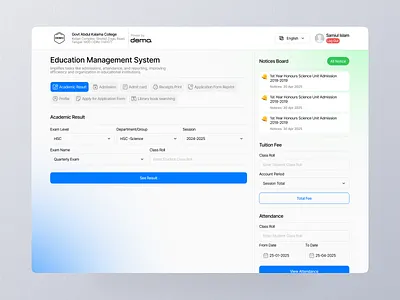EMS Streamlined Education Management for Modern Institutions clean dashboard edtech minimal ui designer ui ux design webapp