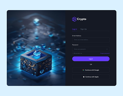 Log in Page crypto figma log in page product design responsive design ui ux web design