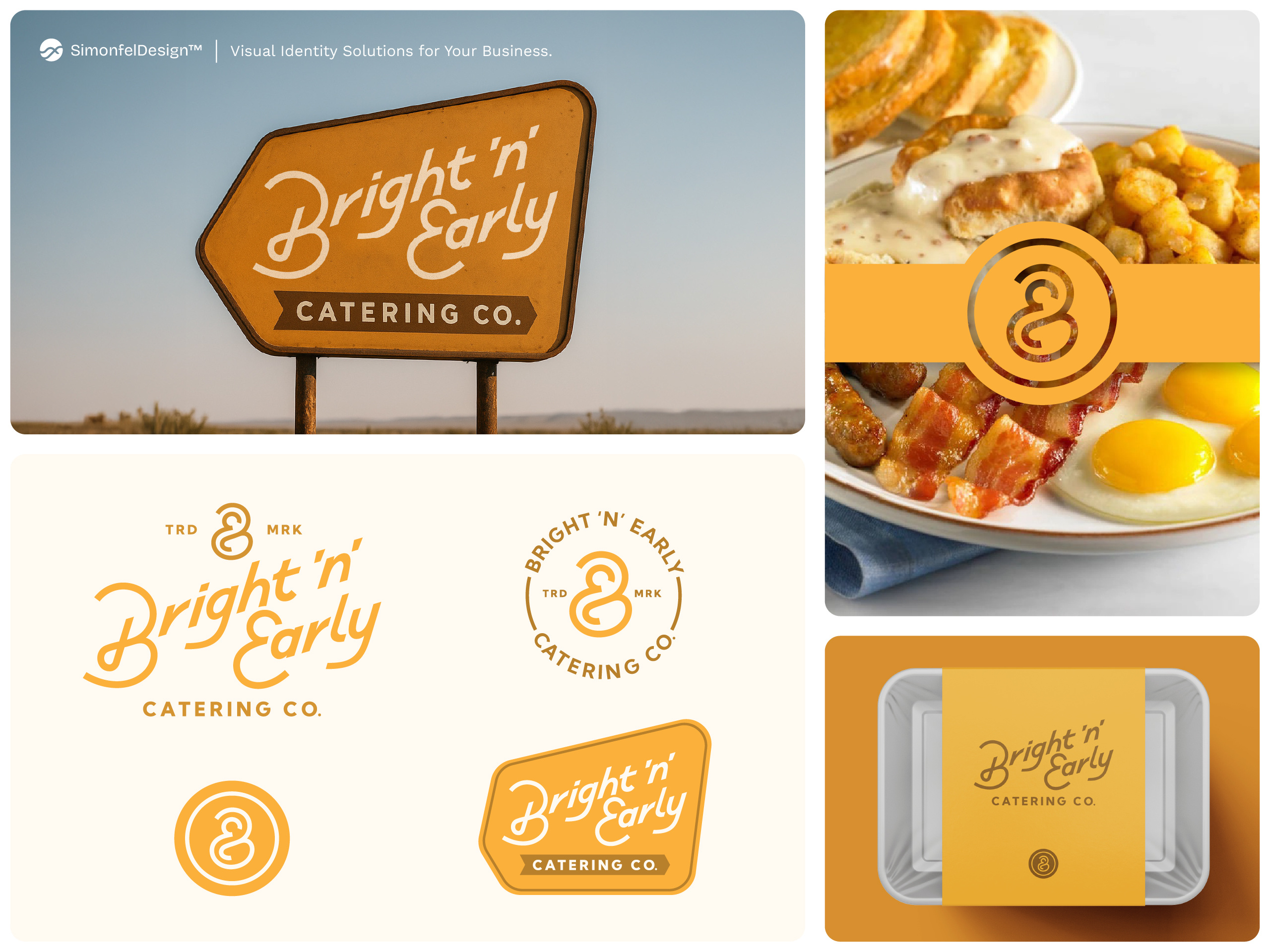 Bright & Early Catering Co. (Southern Theme) american ampersand badge be be logo be monogram breakfast caterer catering diner emblem food lettering oldschool retro sign southern charm takeaway typography vintage
