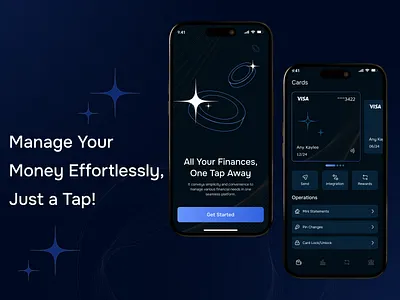 Fintech Mobile App – Dark Mode UI design figma minimal ui ui design uiux ux