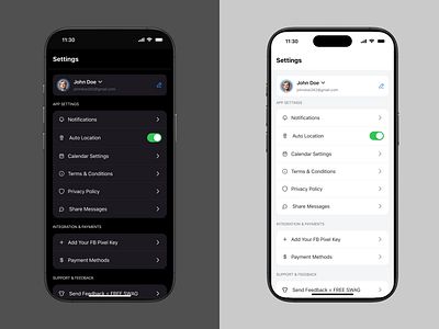 iOS Settings UI Design 🚀 app bestsettings branding clean ui dark and light mode darkmode design easy settings graphic design light mode logo setting settings settings page ui ux