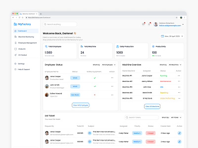 MyFactory - Dashboard Management Factory dashboard dashboard design mobile desktop mobile desktop design ui ui design ui designer uiux uiux design uiux designer ux ux design ux designer web design web designer