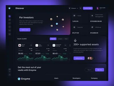 Decentralized Asset Management – Dashboard assetmanagementui blockchain analytics crypto portfolio decentralized finance defi dashboard finance dashboard framer ux treasury dashboard uxui design web design web site web3 design website