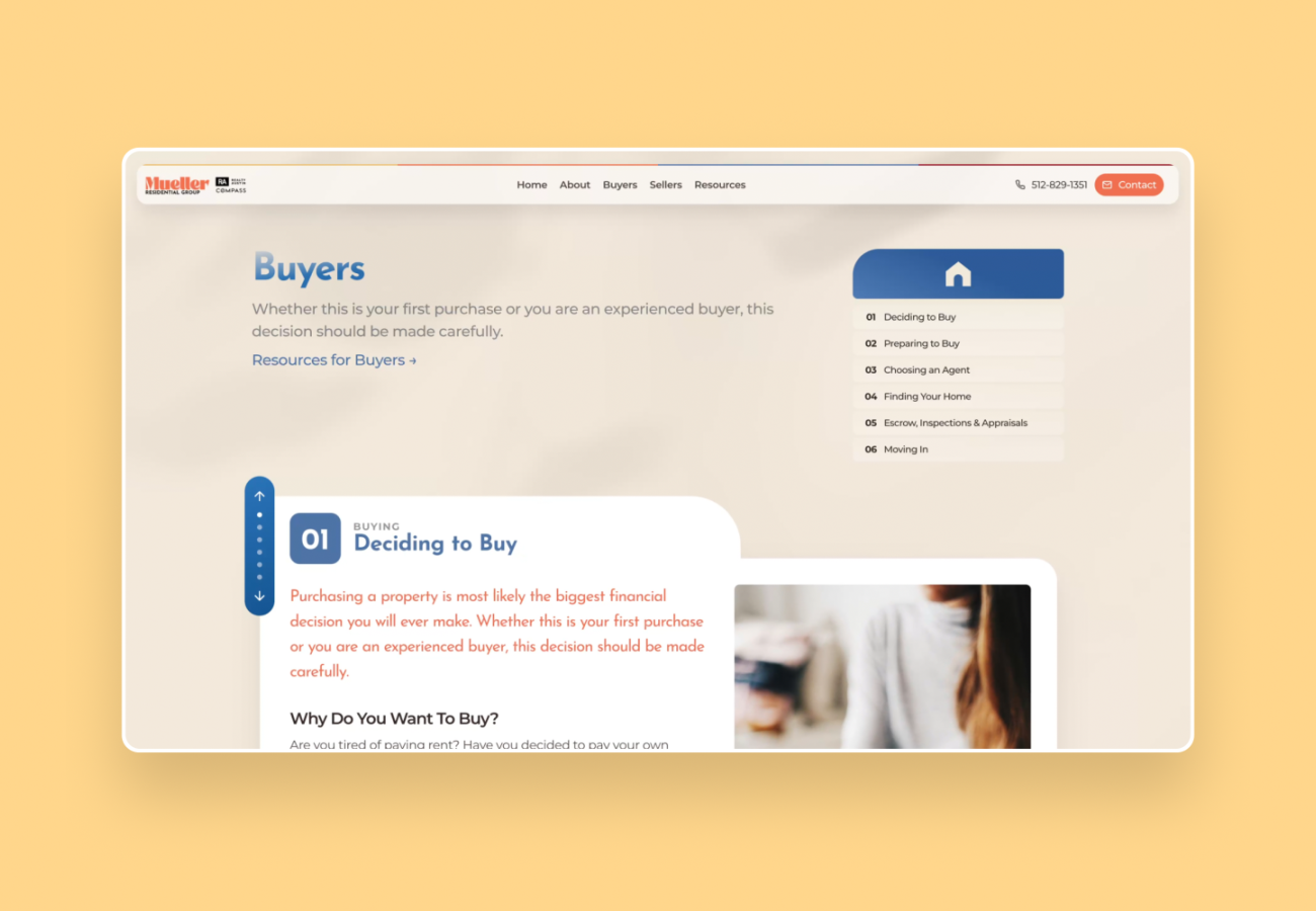 Mueller Residential Group Website Subpage 60s 70s folder funky list warm web web design website