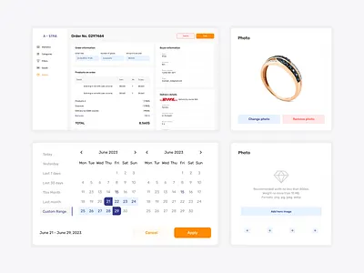 Astra Jewelry — Admin Panel UI animation branding calendar card component controls dashboard design filters graphic design landing motion graphics order product sidebar sort ui ui kit ux web design