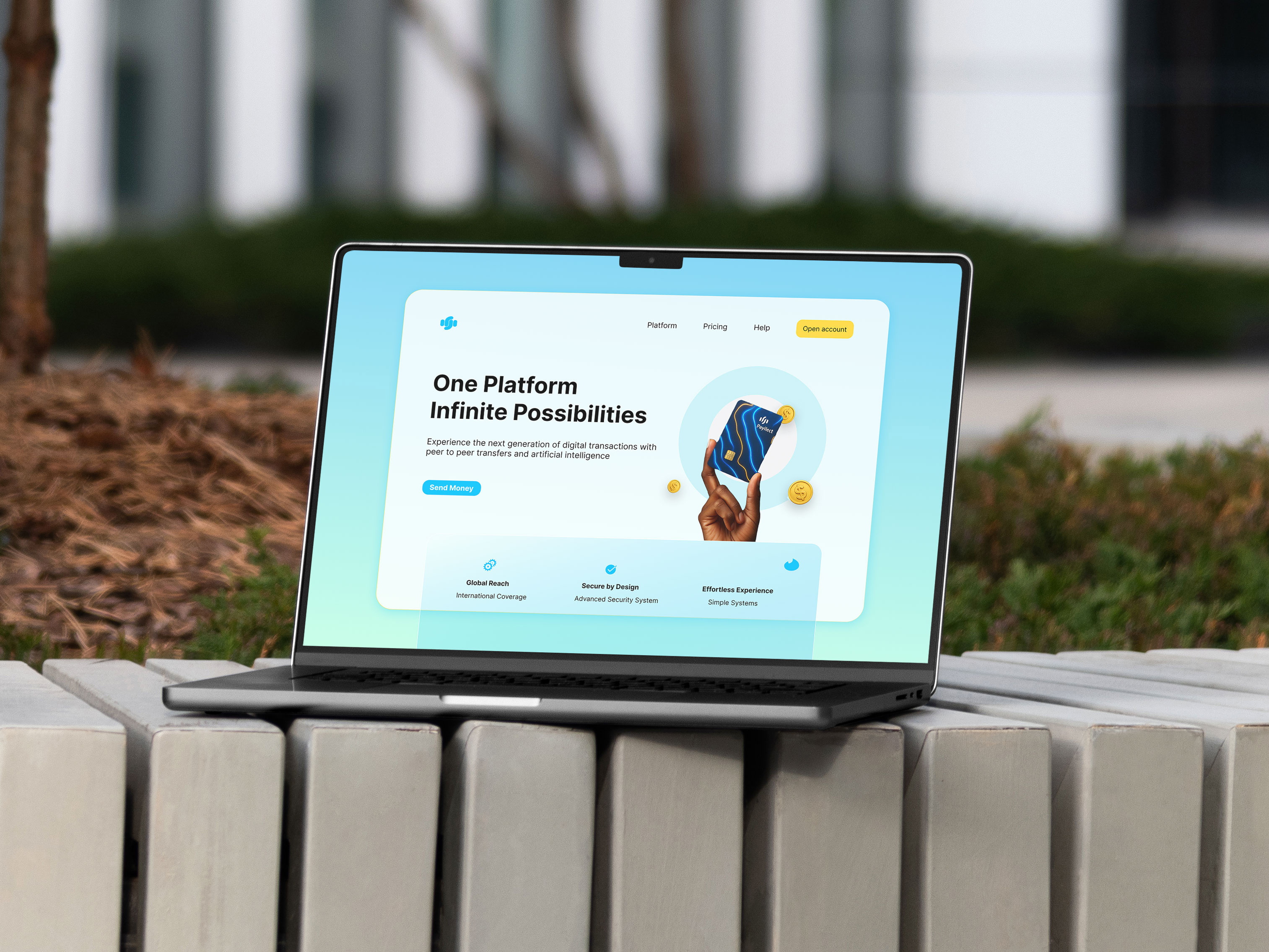Landing Page Design For Payllect card clean design digital banking ecommerce figma design finance finance app finance website gateway hero header landing page minimal ui payment saas ui design user friendly uxui design web design web site web3