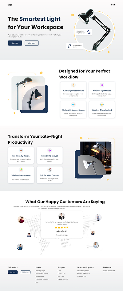 Lumos – Smart Product Landing Page UI branding landing page product design ui ux