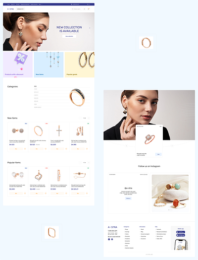 Astra Jewelry — Homepage UI blocks branding categories clean corporate ecommerce graphic design hero hero screen home page jewelry landing product ui web design website