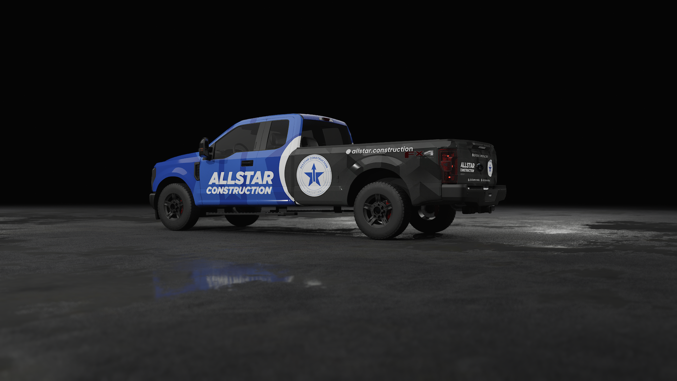 AllStar Construction Truck Wrap Design | Ford F250 allstar construction branding car graphics car sticker car wrap contruction design ford ford f250 ford transit graphic design pickup wrap signage tint truck wrap vehicle branding vehicle wrap vinyl wrap wrap design
