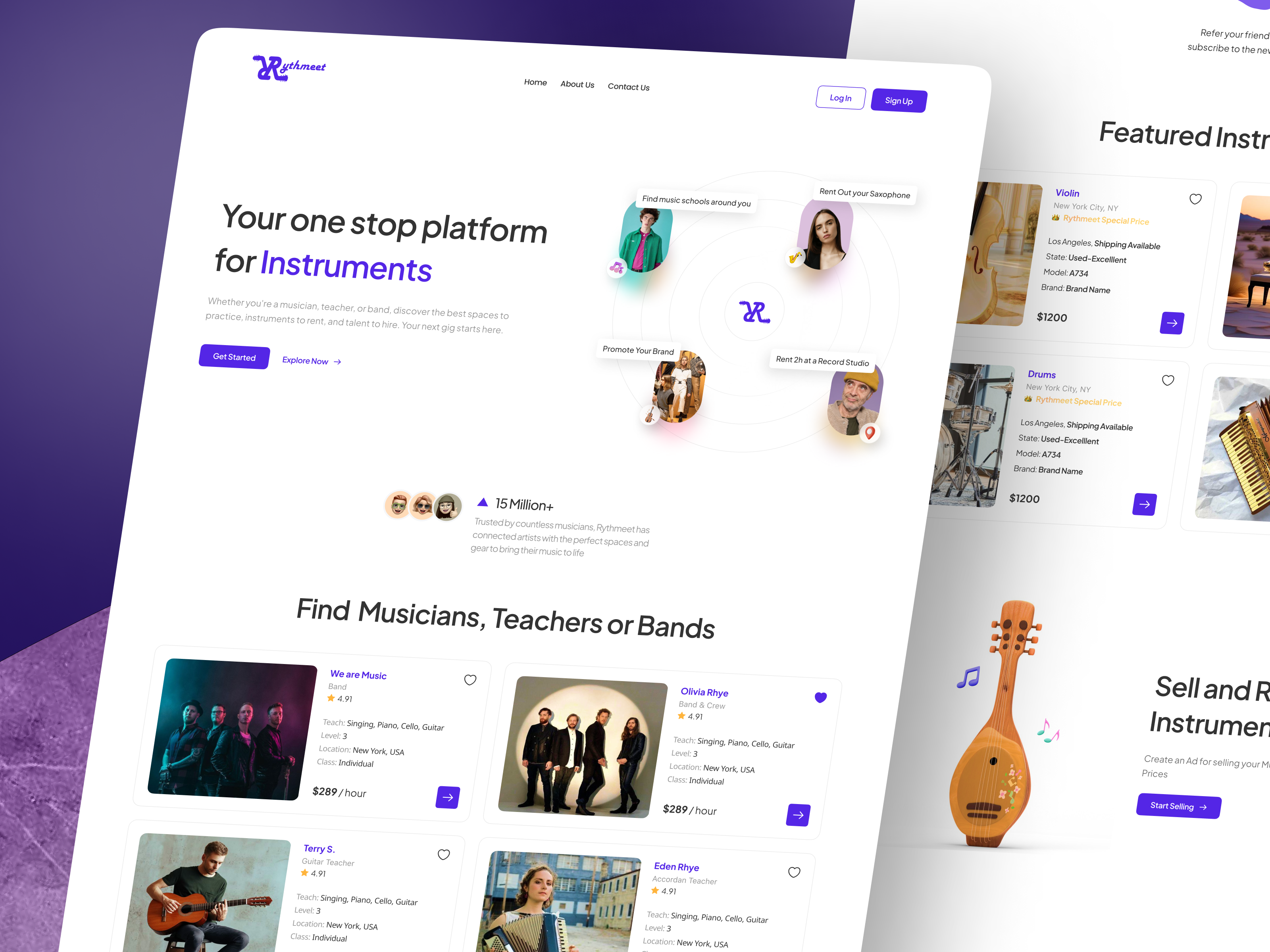 🎵 Rythmeet – By Musicians, For Musicians available for work creative ui event platform hire designer jamming minimal ui modern ui music app music collaboration music community musician platform product designer responsive design ui ui design ux ux design web app web design