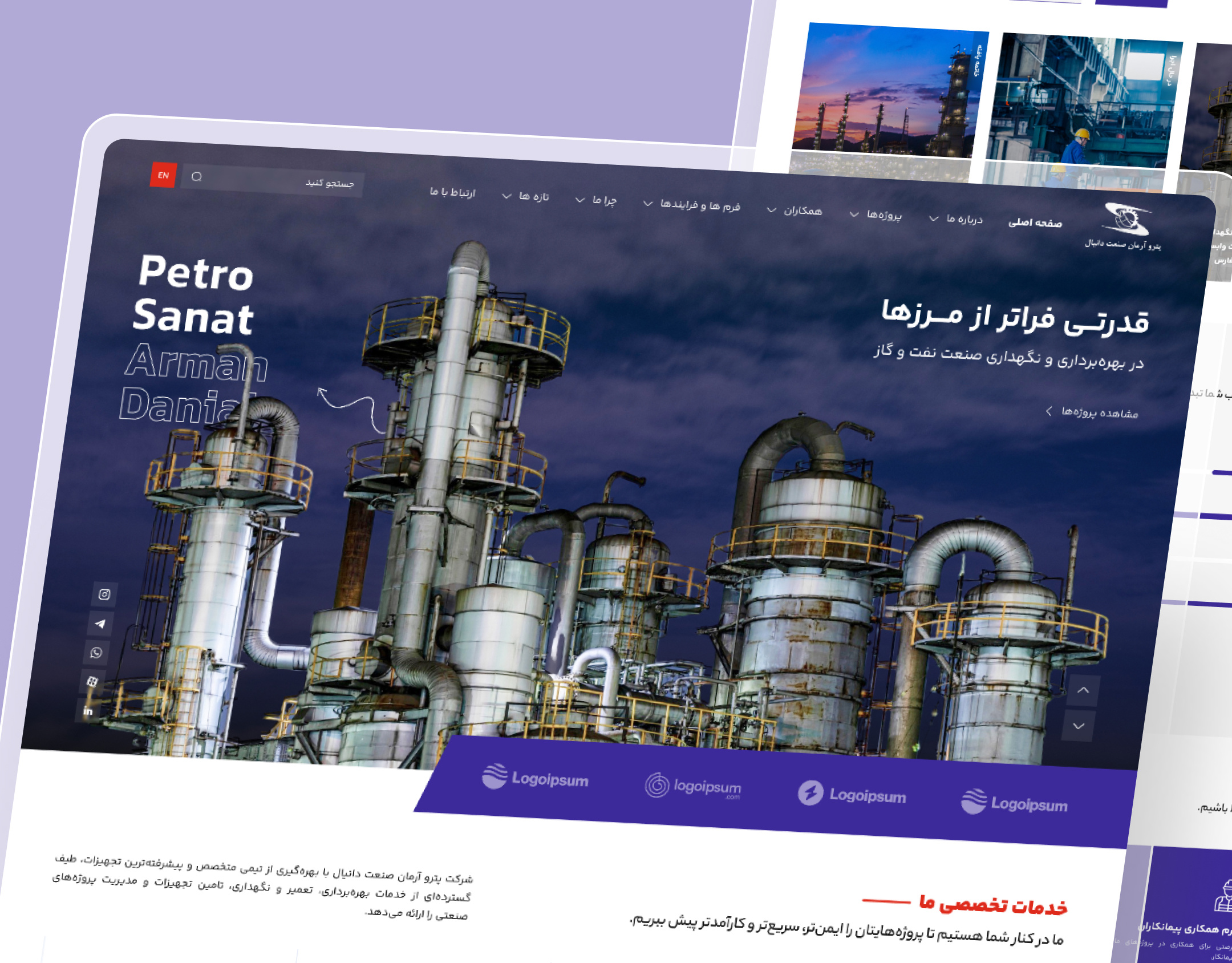Industrial Oil & Gas Company Site – Petro Danial design figma design gas gas ui indsutrial industrial company industrial ui oil oil ui ui ui design uiux web design website wordpress