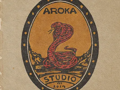 VINTAGE COBRA STAMP badge cobra handdrawn icon illustration logo snake stamp texture vintage logo