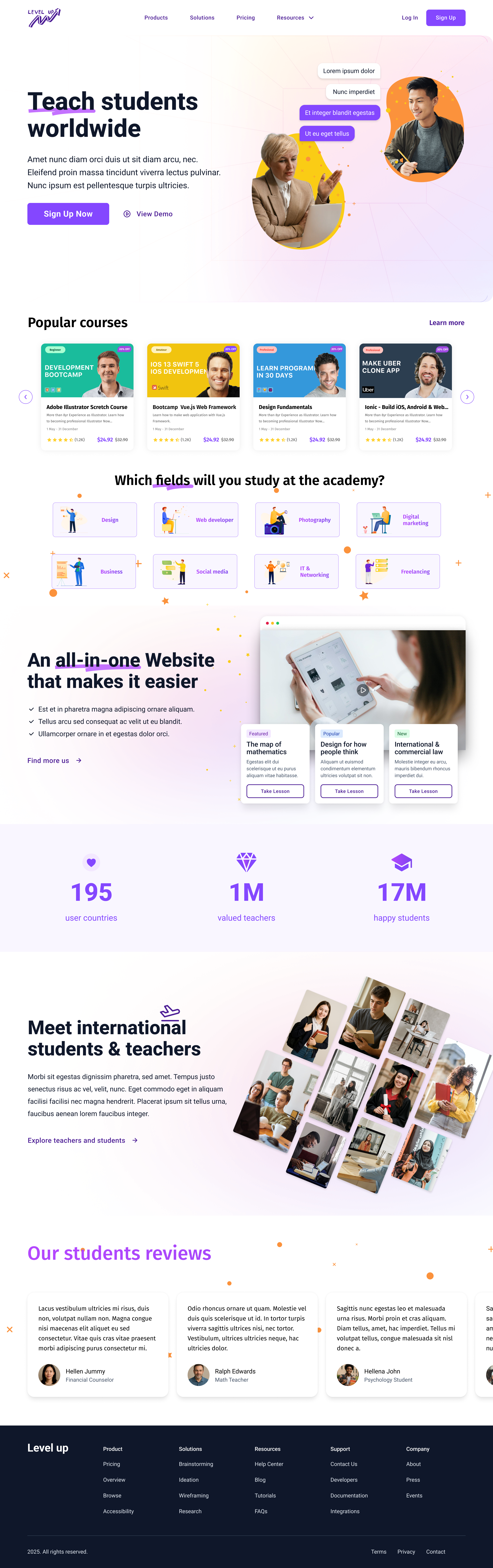 Educational website design education educational figma landing landing page learn mentor students teach teachers tech ui user experience ux website