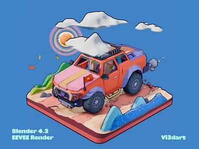 Endless Haul 🚗 3danimation 3dart 3dillustration 3dmodeling b3d blender blenderart eeveerender lowpoly