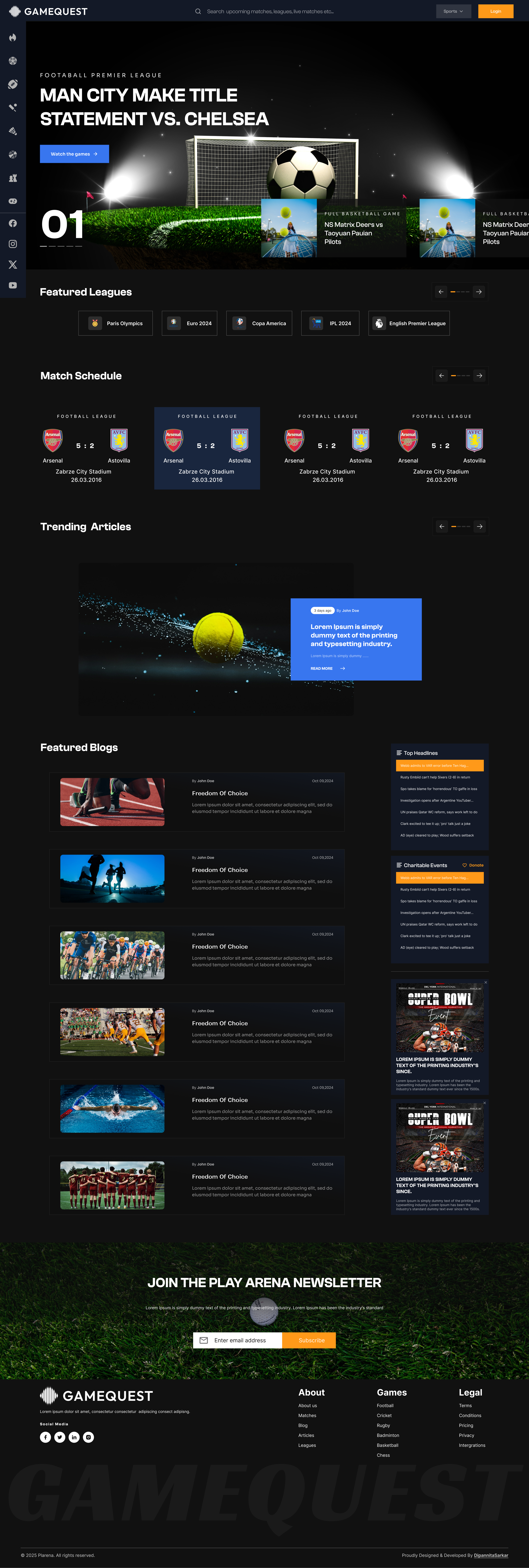OTT Sports Platfrom Concept branding cricket dark mode figma football games ott platfrom outdoor games sports ui ux
