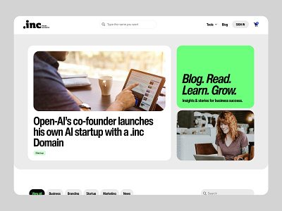 UX Blog Overview blog ui blog ux business page cleanui green hero landing modern ui ux
