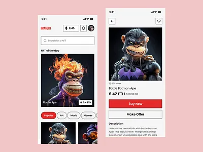 IMAGERY - NFT Marketplace app nft product ui uiux ux web3 website