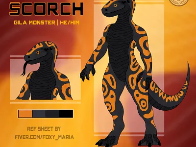 Gila Monster Basic Fursona Reference Sheet anthrolizard basicrefsheet commissionart commissionsopen foxymaria furry furryartist furryfandom furryoc furryrefsheet fursona gila gila monster lizardfurry monster reptile