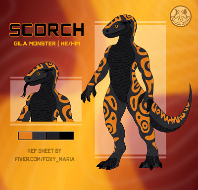 Gila Monster Basic Fursona Reference Sheet anthrolizard basicrefsheet commissionart commissionsopen foxymaria furry furryartist furryfandom furryoc furryrefsheet fursona gila gila monster lizardfurry monster reptile