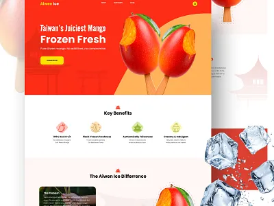 AiwenIce | Home page home page ice creame landing page mango ui