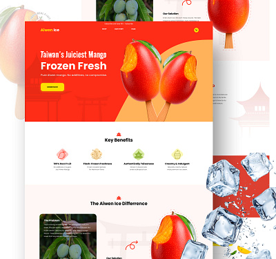 AiwenIce | Home page home page ice creame landing page mango ui