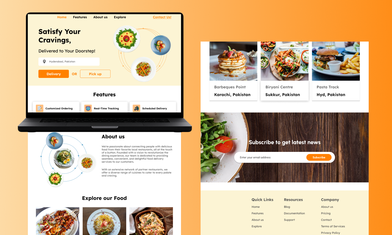 Tap & Taste Landing Page food delivery food website landing page uiux user experience user interface website website design