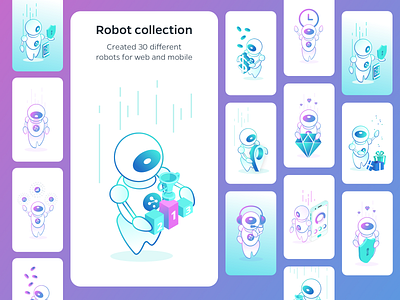 Robot illustrations for Omnidya.com adobe branding character design graphic design illustration insurance productdesign robot startup uxui
