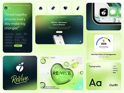 Re:Vive – Smart AI Nutrition App aiapp app branding calorietracker design healthapp logo nutritionapp ui ux