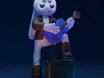 Bunny the Rock 3d blender bunny cartoon guitar