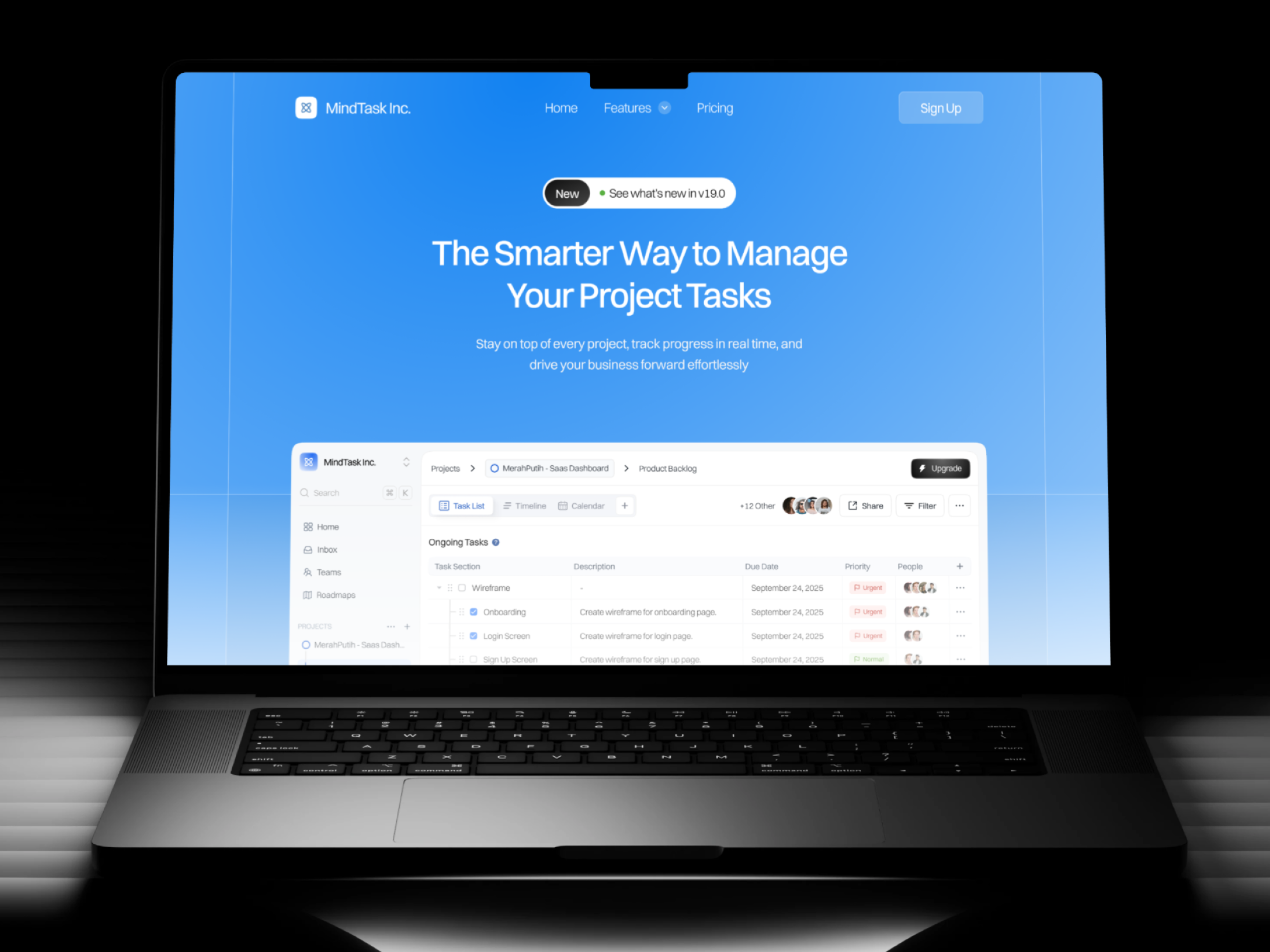 MindTask - Landing Page landing page product design task task management ui uiux uiuxdesign ux website