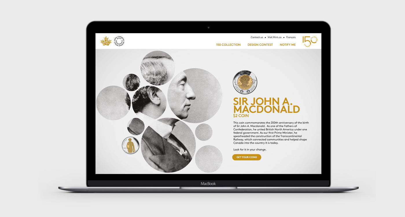 Throwback Piece for Royal Mint w/ Cossette (2014) branding canada cossette graphic design illustrator john a mcdonald royal mint website