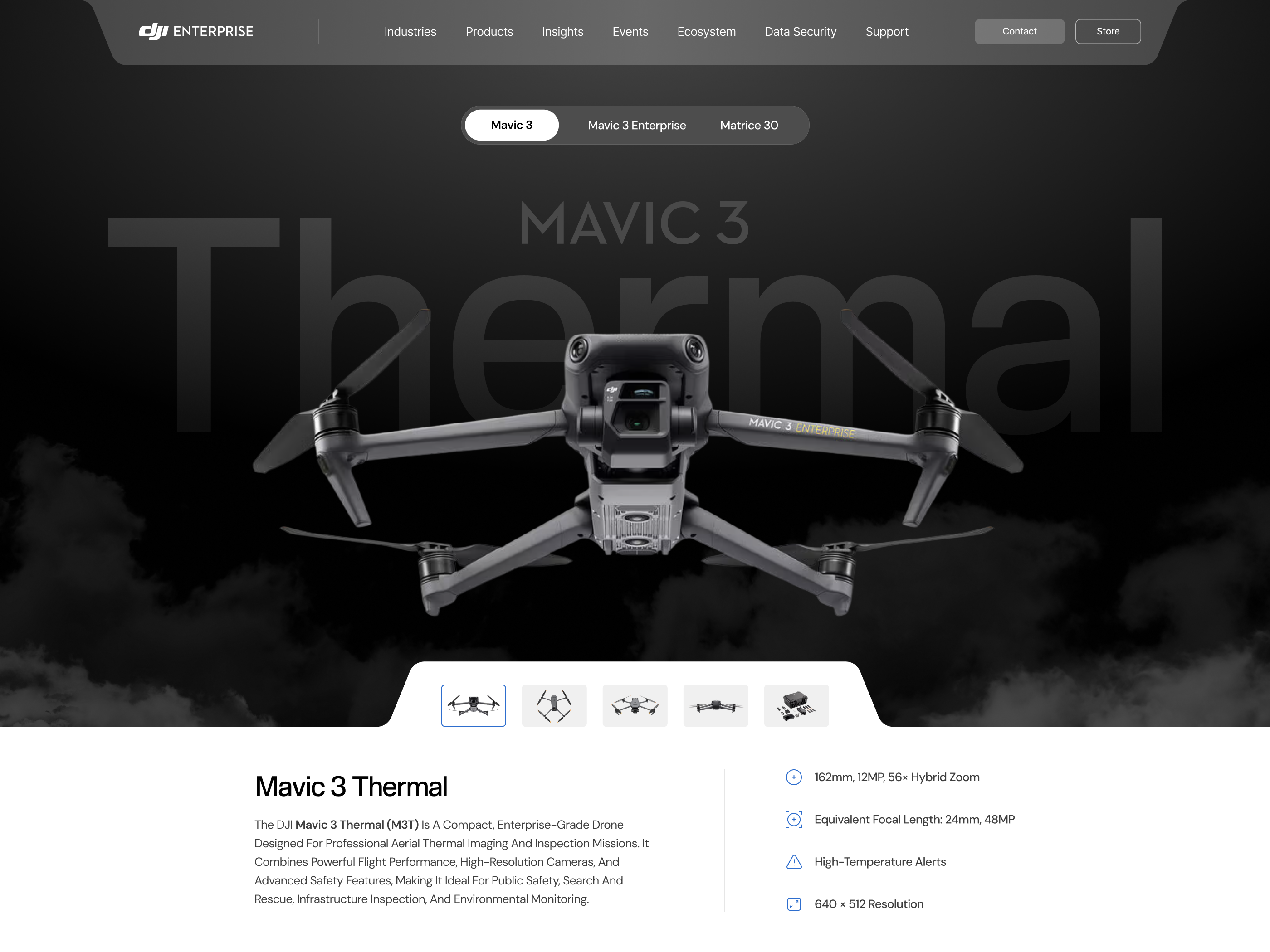 Mavic 3 Thermal dji drone enterprise landing page mavic modern professional ui web website