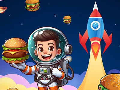 Astronout With Burger astronout space