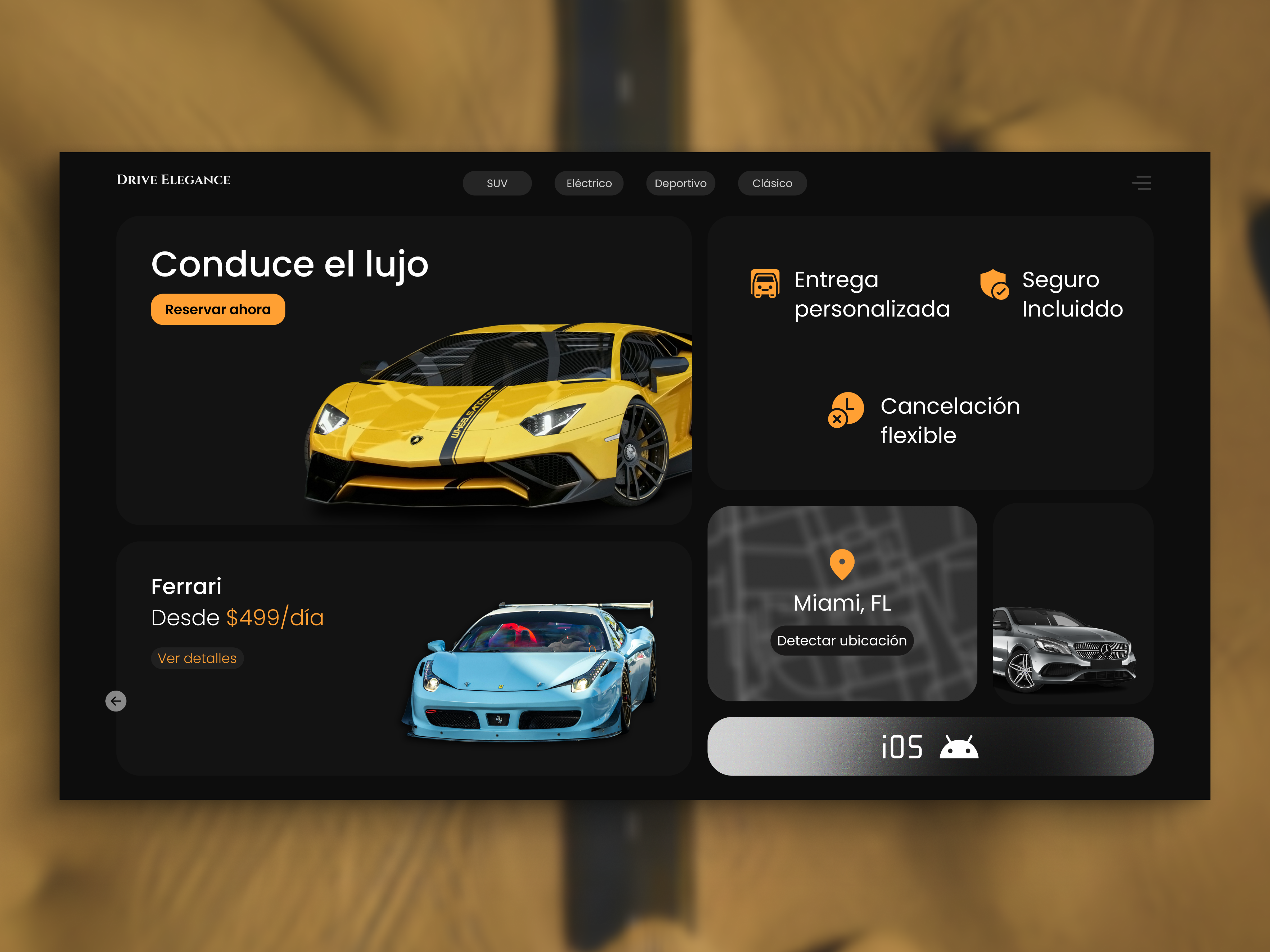 Drive Elegance – Luxury Car Rental Desktop App UI app desktop branding car car rental design desktop drive elegance ui