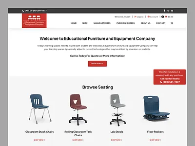 Educational Furniture & Equipment Company // Web Design ecommerce educational equipment furniture online online store retail school web design