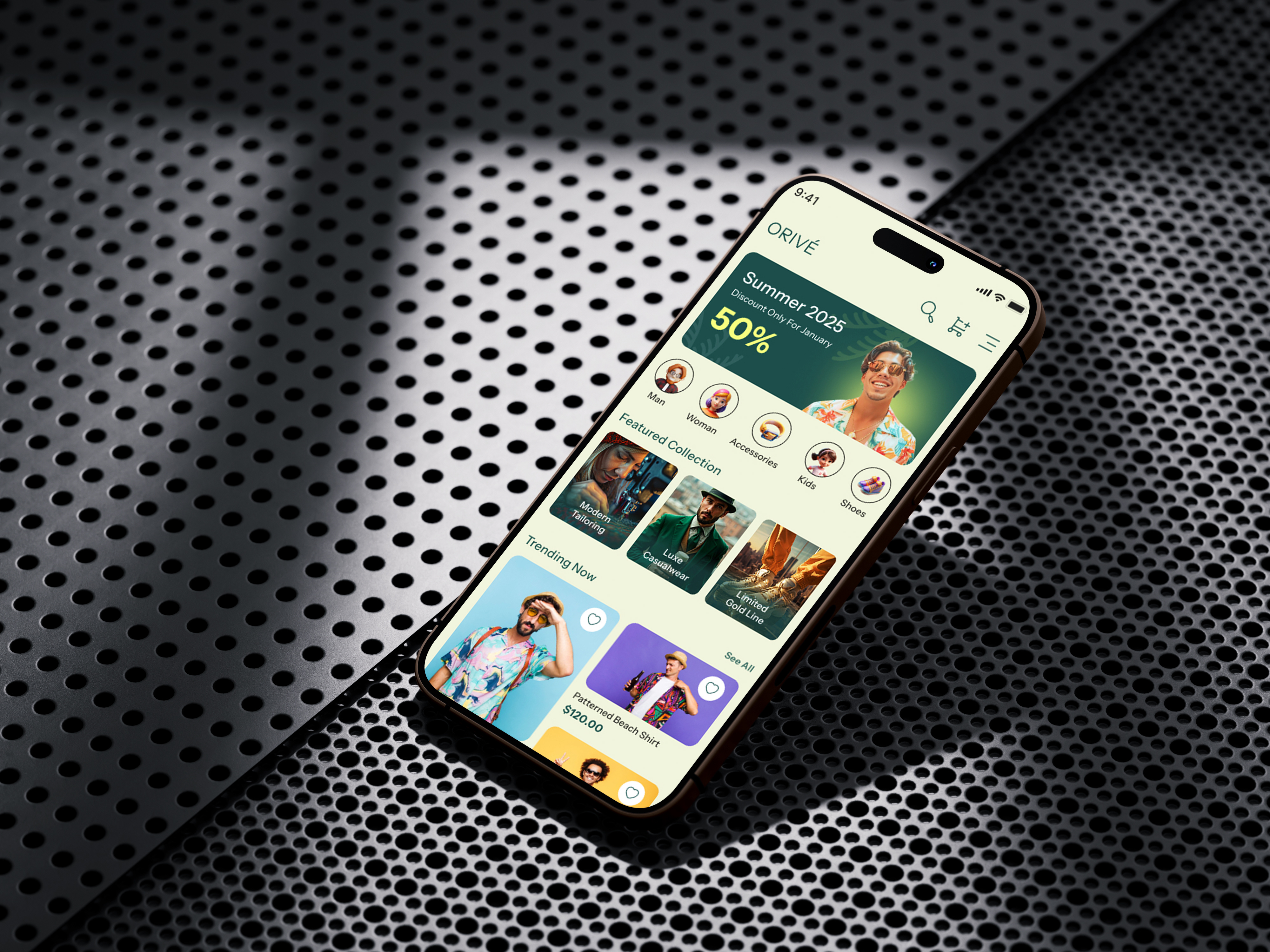 ORIVÉ – A Luxury Fashion E-commerce App UI/UX Design app ecommerce fashion fashion app fashion app design fashion app onboarding fashion app ui fashion app ui design fashion app ui kit figma green minimal online store orivé shoping store stylish trending ui ux web store