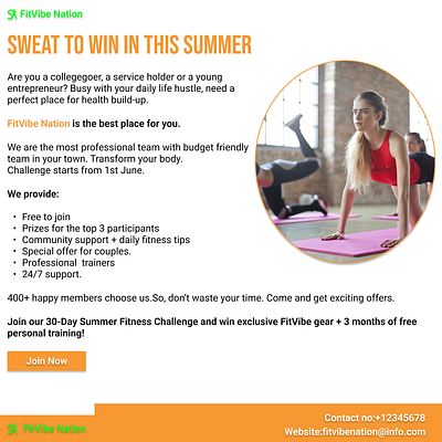 FitVibe Summer Challenge – SMM Post branding design graphic design manager smm social social media social media manger ui ux