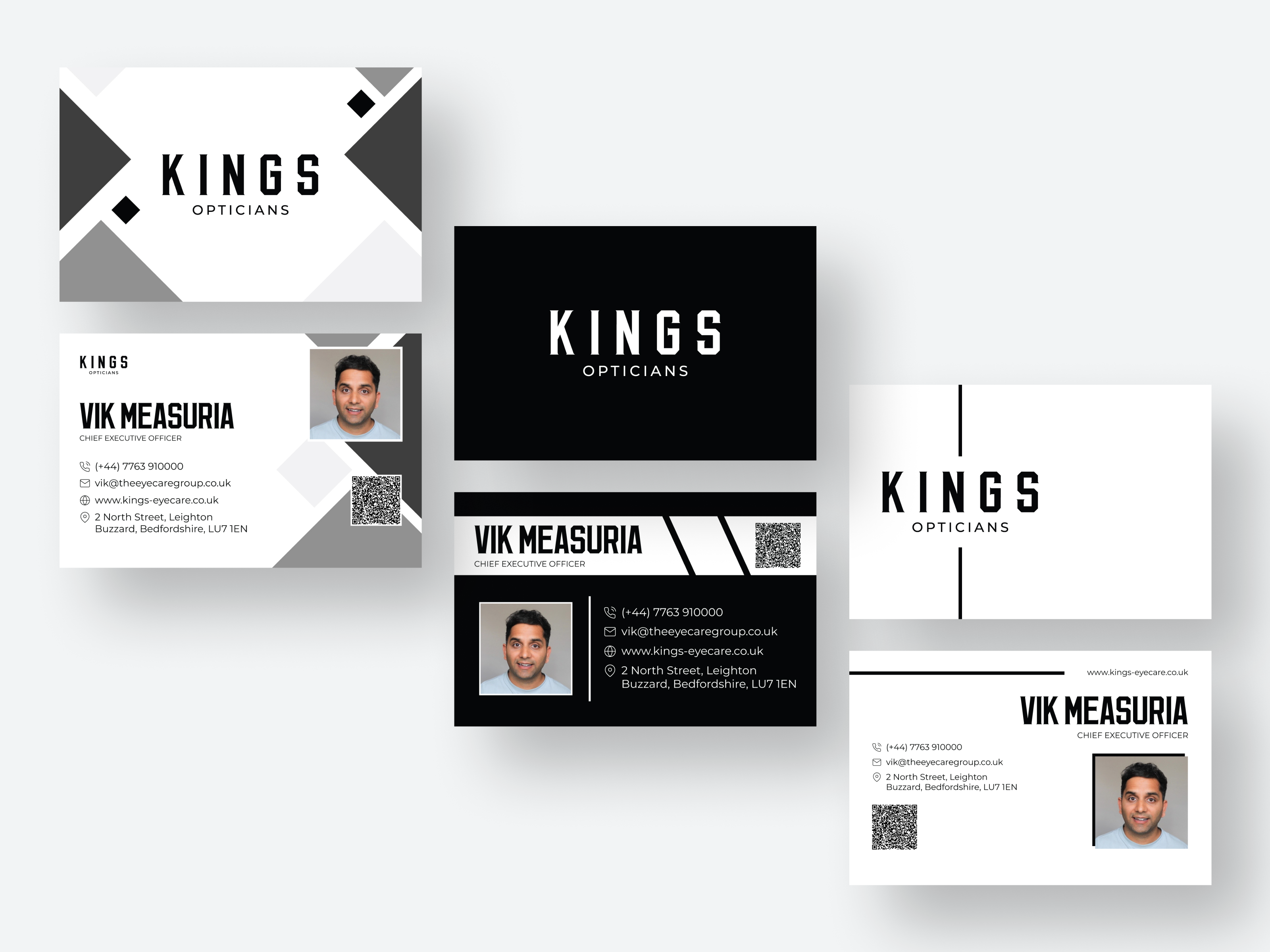 Modern Minimalist Business Cards for KINGS OPTICIANS graphic design illustration minimal vector