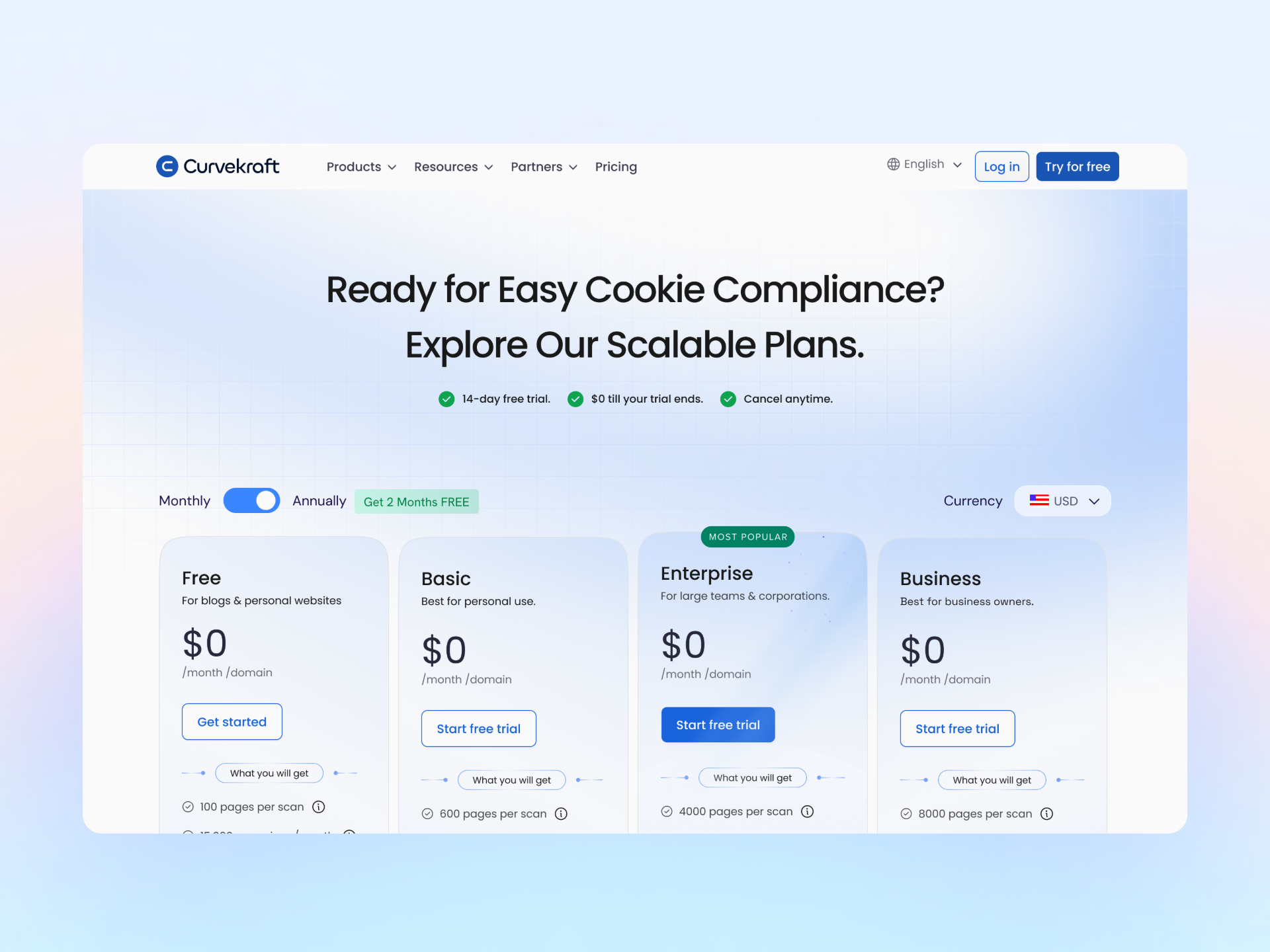 Pricing page for a SaaS product cookies design figma pricing pricingpage saas shadesigns ui uidesign webdesign